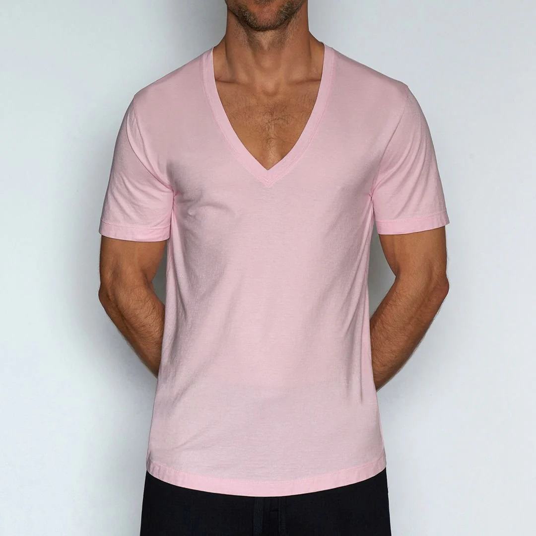 Perfect Pima Relaxed Deep V-Neck T-Shirt Pino Pink
